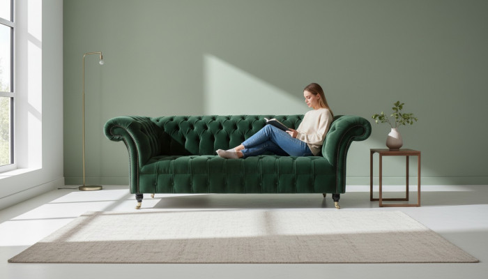Chesterfield 3 Sëtzer Sofas Polstersëtz Canapé Sofa Garnitur Grouss Canapéen