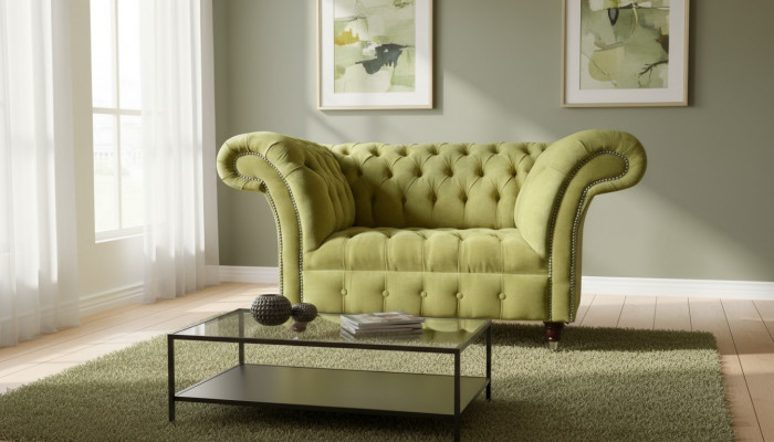 Chesterfield Canapé Couch Polster Garnitur 1,5-Sëtz-Sofa Klassesch Einsëtzer