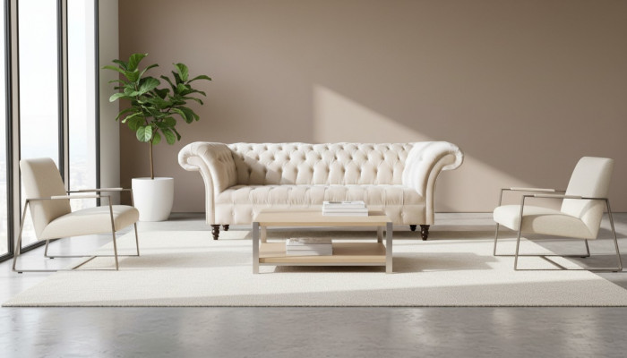 Chesterfield 3-Sëtz nei Polster Sëtz Couch Sofa Garnitur Grouss Couchen