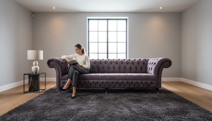 XXL Grouss Canapé Couch Chesterfield 265cm Polster Canapéen 4-Sëtz Lieder