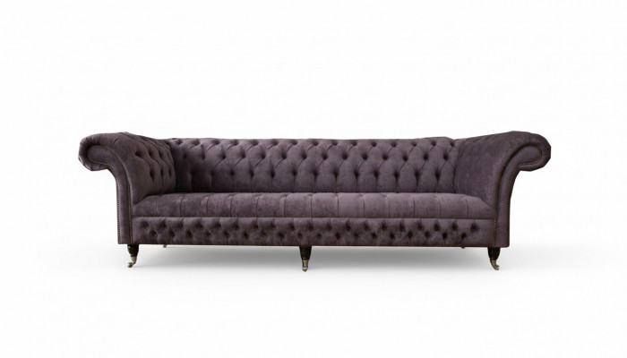 XXL Grouss Canapé Couch Chesterfield 265cm Polster Canapéen 4-Sëtz Lieder