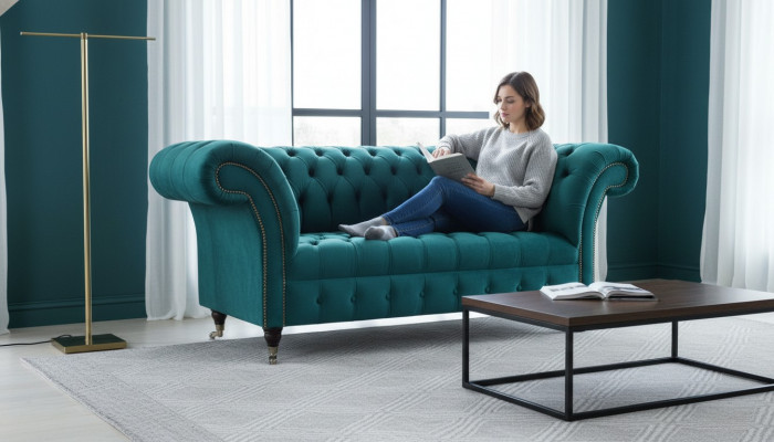 Sofa 2 Sëtzer Chesterfield Polster Design Luxus Couch Sofasen Lounge Club Sofasen