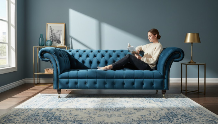 XXL grousse Sofa 3 Sëtzer Couch Chesterfield Polstersëtz Garnitur Stëff Textil