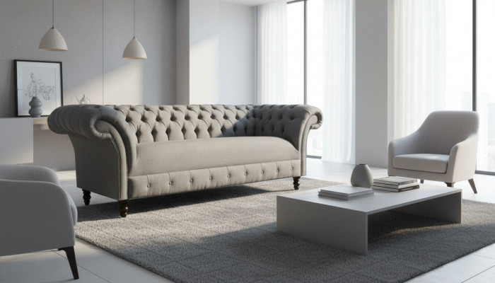 xxl grouss Sofa 3 Sëtzer Couch Chesterfield Polster Garnitur Sëtz Stoff Textil