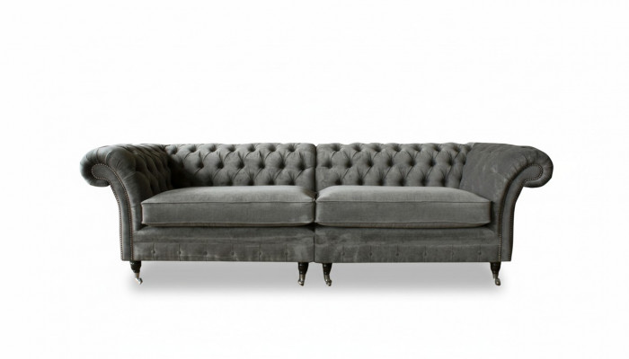 XXL Chesterfield Sofa 4 Sëtzer Canapé Polster Sëtz Garnitur Textil Lieder