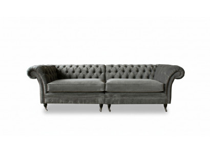 XXL Chesterfield Sofa 4 Sëtzer Canapé Polster Sëtz Garnitur Textil Lieder