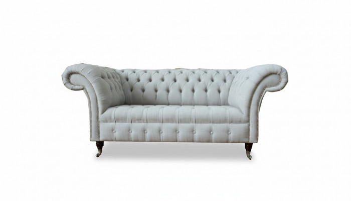 Chesterfield 2-Sëtzer Stuff Couch Sofa Polster Textil Stoffer Garnitur Nei