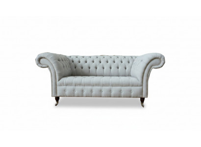 Chesterfield 2-Sëtzer Stuff Couch Sofa Polster Textil Stoffer Garnitur Nei