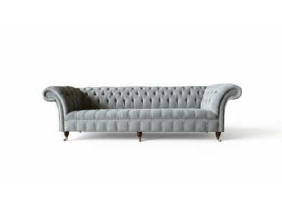 Grouss gro Chesterfield Sofa Couch 265cm Polstersofa 4 Sëtzer Lieder