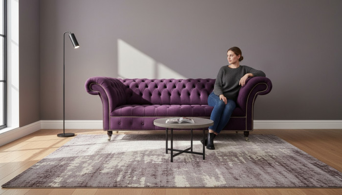 XXL Canapé 3-sëtz Couche Matelassé Chesterfield Sëtz Garnitur Textil Lieder