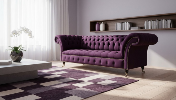 XXL Canapé 3-sëtz Couche Matelassé Chesterfield Sëtz Garnitur Textil Lieder