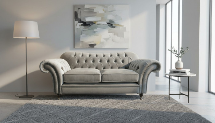 Chesterfield Textil Canapé 2 Sëtzer Luxus Canapé Polster Canapéen Design Stoffcanapéen Nei