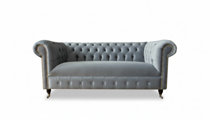 Chesterfield Canapé Sofa Polster Stoff Lieder Textil Couchen Dekor Garnitur