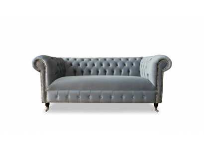 Chesterfield Canapé Sofa Polster Stoff Lieder Textil Couchen Dekor Garnitur