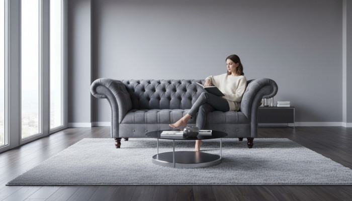 Chesterfield 3-Sëtz Stuff Canapé Sofa Polster Sëtz Textil Garnissur Gro