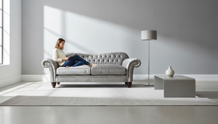 Dräisëtzer Sofa 3-Sëtz Couch Chesterfield Polstersëtzung Garnitur Samt Gro.