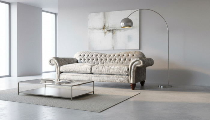 Dräisëtzer Sofa 3-Sëtz Couch Chesterfield Polstersëtzung Garnitur Samt Gro.