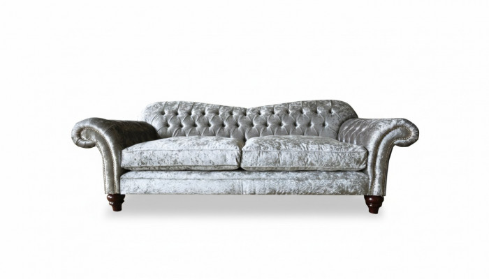 Dräisëtzer Sofa 3-Sëtz Couch Chesterfield Polstersëtzung Garnitur Samt Gro.