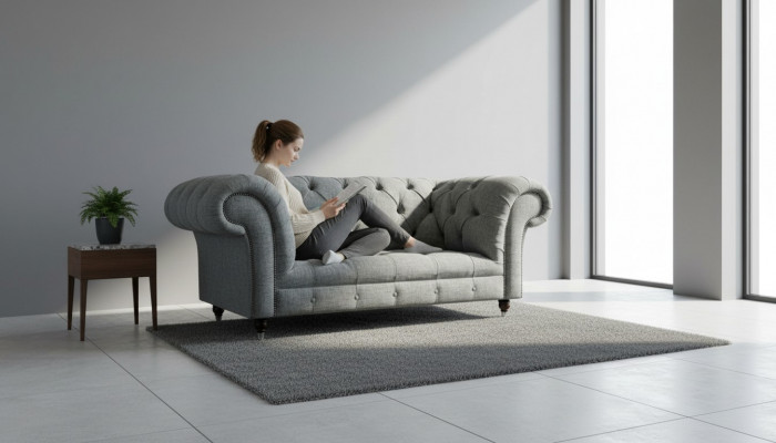 Chesterfield Design Luxus Polstersofa Canapé Sëtz Garnitur Lieder Textil Sofas