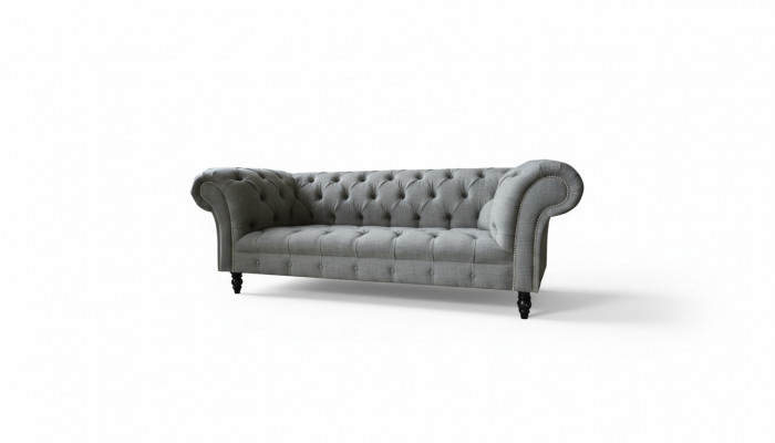 Chesterfield 3 Sëtzer Designer Canapé Polstersolfa Couchen Stoff Textil