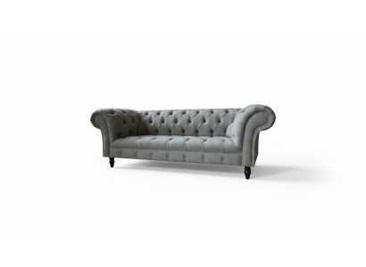 Chesterfield 3 Sëtzer Designer Canapé Polstersolfa Couchen Stoff Textil