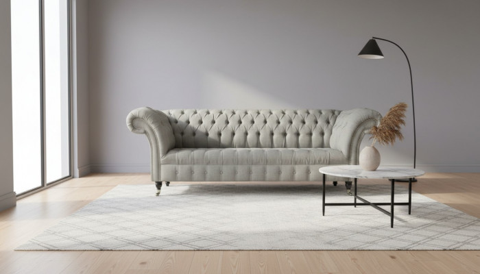 Groue Chesterfield Sofa Couch Polster Stoff Lieder Couchen Samt Garnitur