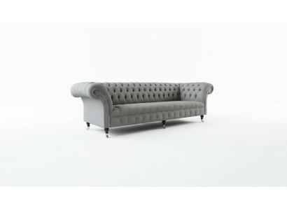 xxl Grouss Sofa Couch Chesterfield 265cm Polstersofa 4 Sëtzer Textil Modern