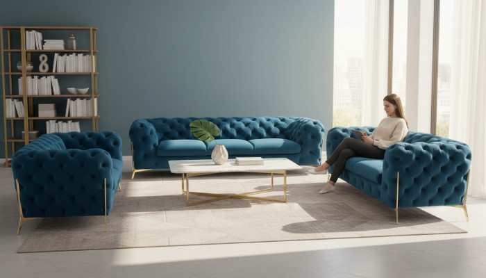 Sofagarnitur 3+2 Sëtzer Set Design Sofaen Polster Couchen Modern Canapé