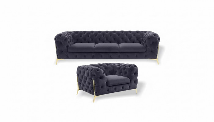 Italienesch Miwwelen Sofagarnitur 3+1 Setzer Design Sofa Polster Couchen Chesterfield