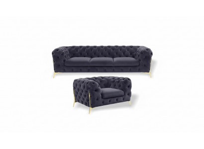 Italienesch Miwwelen Sofagarnitur 3+1 Setzer Design Sofa Polster Couchen Chesterfield