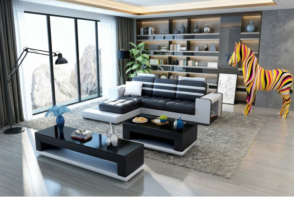Ecksofa Këssen L Form Clubdësch Sideboard Lieder-Sofa Wunlandschaft Nei