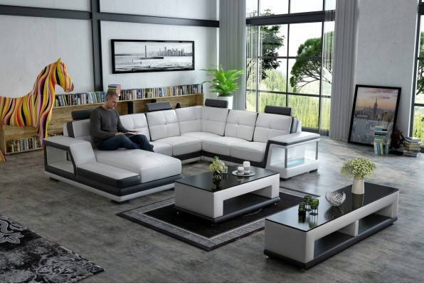 Eckcanapé a Form Gepolstert Eckcanapé Wunnlandschaft Ledercanapé Modern Neit