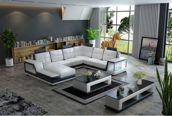 Eckcanapé a Form Gepolstert Eckcanapé Wunnlandschaft Ledercanapé Modern Neit
