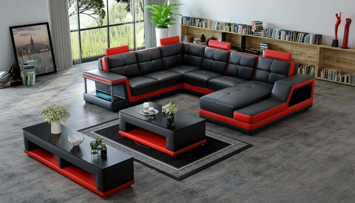 Wunnlandschaft U-Form Ecksofa Couchtisch Sideboard Design Grouss Sofa Neit