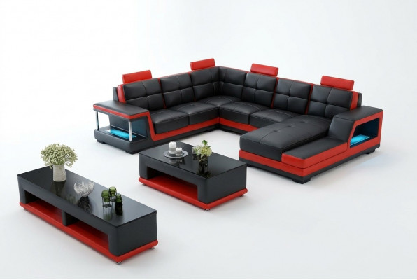 Wunnlandschaft U-Form Ecksofa Couchtisch Sideboard Design Grouss Sofa Neit