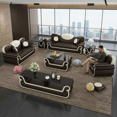 Komplett Set Sofagarnitur 7 Stéck. Sitz Sideboard Design Wunnzëmmer Grupp Garnitur