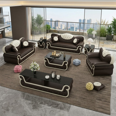 Komplett Set Sofagarnitur 7 Stéck. Sitz Sideboard Design Wunnzëmmer Grupp Garnitur