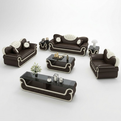 Komplett Set Sofagarnitur 7 Stéck. Sitz Sideboard Design Wunnzëmmer Grupp Garnitur
