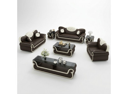 Komplett Set Sofagarnitur 7 Stéck. Sitz Sideboard Design Wunnzëmmer Grupp Garnitur