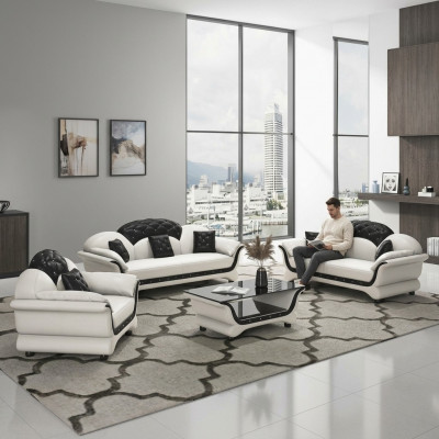 Komplett Set Sessellef 321 Sëtz Couchtisch Designer Wohnlandschaft 4tlg. Nei