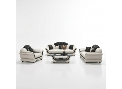 Komplett Set Sessellef 321 Sëtz Couchtisch Designer Wohnlandschaft 4tlg. Nei