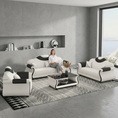 Sitzgrupp Sofagarnitur 3+2+1 Sëtz Sofas Canapé Polster Garnitur Design Modern Couchen Stoff Nei