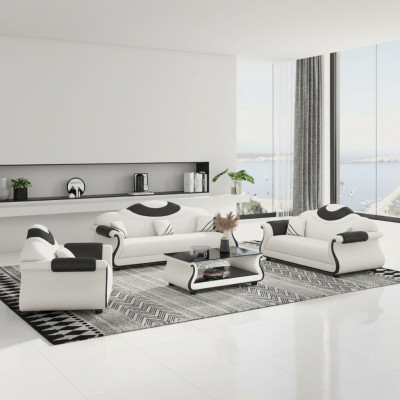 Sitzgrupp Sofagarnitur 3+2+1 Sëtz Sofas Canapé Polster Garnitur Design Modern Couchen Stoff Nei