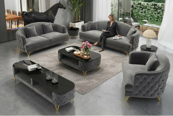 Luxus Sofagarnitur Couch Polster Set Sëtz Sofa Garnituren 321 Sëtz 3tlg.