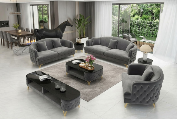 Luxus Sofagarnitur Couch Polster Set Sëtz Sofa Garnituren 321 Sëtz 3tlg.
