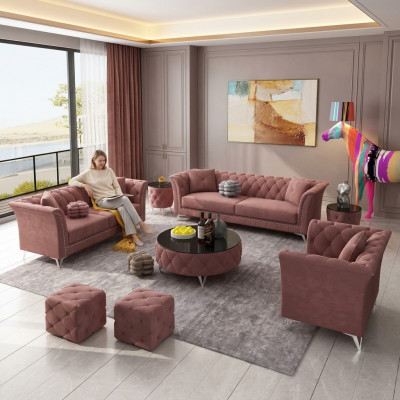 Sofagarnitur 3+2+1 Sëtzer Stoff Couchen Polster Garnitur Sofas Couch Designer