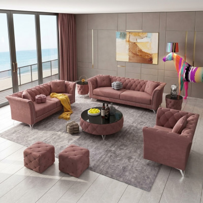 Sofagarnitur 3+2+1 Sëtzer Stoff Couchen Polster Garnitur Sofas Couch Designer