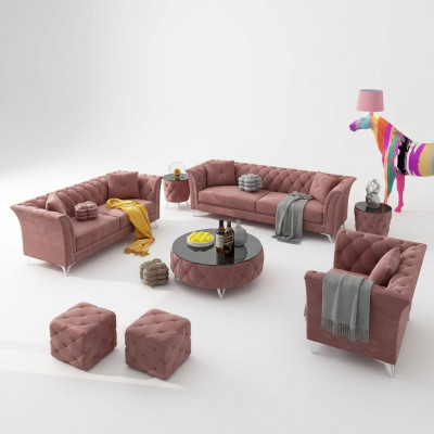 Sofagarnitur 3+2+1 Sëtzer Stoff Couchen Polster Garnitur Sofas Couch Designer