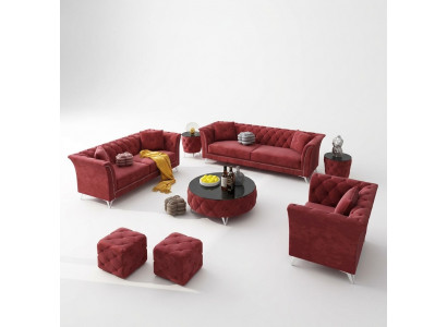 Chesterfield Set 8-tlg Set Couch Polster Garnitur Niewentisch Couchtisch Sofa