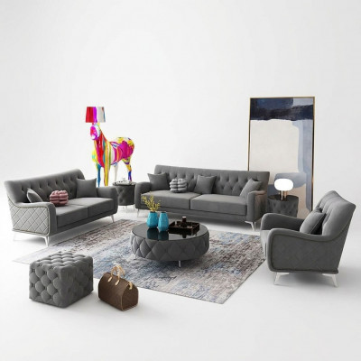 Canapé Couché Samt Polster Sëtz 321 Sëtzer Design Couchen Sofas Stoff Nei